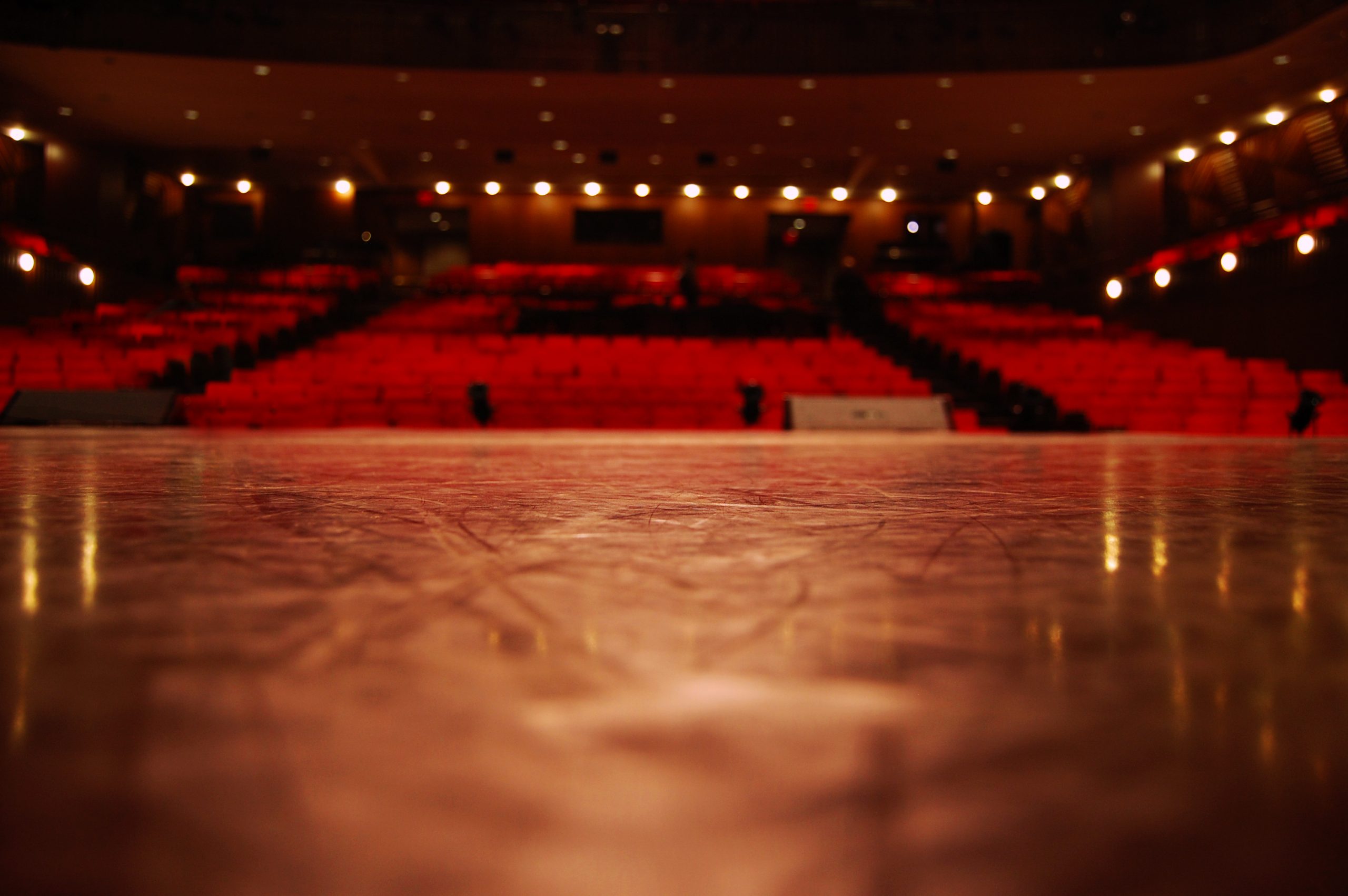 Low angle view from the theater stage to the seats Performance stage